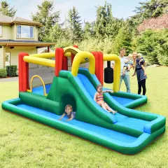 Inflatable Water Slide Climbing Bounce House with Tunnel and Blower