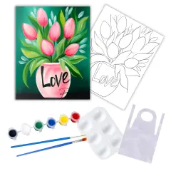 "Love Bouquet" DIY Canvas Art Kit, Adult Beginner, Acrylic Paint Size 11x14 inch