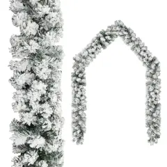 16 ft Green Christmas Garland with Flocked Snow