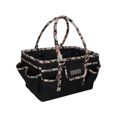 Deluxe Store & Tote Craft Organizer, Black & Floral Trim