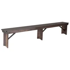 Merrick Lane Tinsley 96" x 12" Solid Pine Folding Farmhouse Style Bench Mahogany