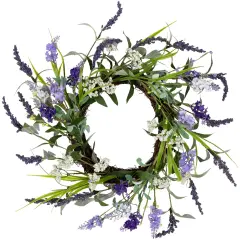 Northlight Green and Purple Twig Artificial Floral Wreath, 16-Inch - Unlit