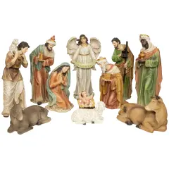 Northlight Large Tranquil Christmas Nativity Set - 22.75" - 11-Piece Brown