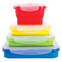 Collapsible Silicone Food Storage Containers with Airtight Lids