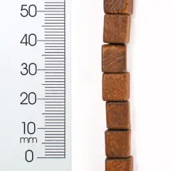 6 Packs of Wood Beads 9mm Cube Drk Brown 2/8" Str