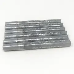 Acrylic Paint Marker Pens Set for Pebble, Rock, Stone Painting, Scrapbooking, Fabric Silver(6pcs)