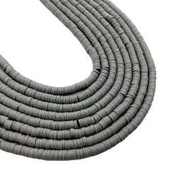 Kitcheniva 6mm Heishi Beads Clay Disc Flat Vinyl DIY Jewelry 10 Strands Dark gray