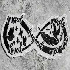 Memorial Collection: Patch Party Club,"Missed Beyond Words, Loved Beyond Measure," 1-pc, Iron-On Embroidered Patch, Size 6", Jacket Patch