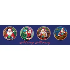 Merry Money (4 - Gold-Layered Colorized JFK Half Dollar Santa Coins)