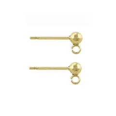 JewelrySupply Gold Filled 3mm Ball Post Earrings (1 Pair of Gold Filled Earrings)