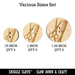 Hair Cutting Comb Scissors with Hearts Wood Buttons for Sewing Knitting Crochet DIY Craft