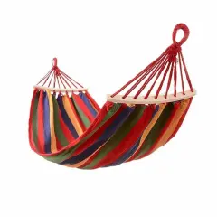 Portable Premium Canvas Hammock for Outdoor Camping Red w/ rod