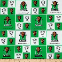 Sykel Enterprises-Marshall University Cotton Fabric-Marshall Thundering Herd Geometric Cotton Quilting Fabric