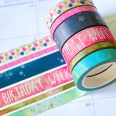 Birthday Week Navy & Pink Celebration Party Washi Tape Set (#W026)