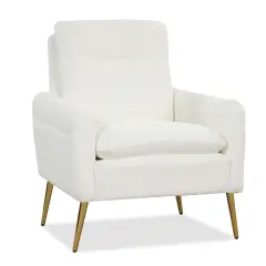 Costway Modern Accent Chair UpholsteredArmchair w/ Tapered Metal Legs White