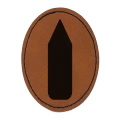Pencil Solid School Round Iron-On Engraved Faux Leather Patch Applique - 2.5" Brown