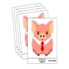 Business Pig Tie Collar Waterproof Vinyl Phone Tablet Laptop Water Bottle Sticker Set - 5 Pack