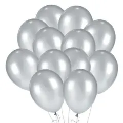 100pcs 10 inch Pearl Latex Colorful Thickening Silver