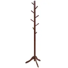 Adjustable Wooden Tree Coat Rack with 8 Hooks Brown