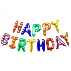 Happy Birthday Balloons Banner for Self-Inflating Party Decoration Multicolor