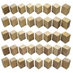 Kitcheniva Unfinished Birch Wood Blocks For DIY Crafts 1.5" 40 Pack