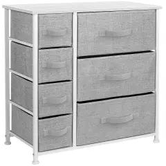 Sorbus Dresser with Drawers - Furniture Storage Tower Unit for Bedroom, Hallway, Closet, Office Organization - Steel Frame, Wood Top, Easy Pull Fabric Bins White