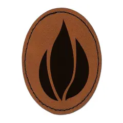 Fire Symbol Round Iron-On Engraved Faux Leather Patch Applique - 2.5" Brown