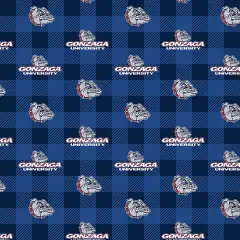Sykel Enterprises-Gonzaga University Fleece Fabric-Gonzaga Bulldogs Buffalo Plaid Fleece Blanket Fabric-Sold by the yard