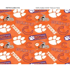 Sykel Enterprises-Clemson University Cotton Fabric-Clemson Tigers Tone On Tone Cotton Quilting Fabric
