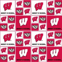 Sykel Enterprises-University of Wisconsin Cotton Fabric-Wisconsin Badgers Geometric Cotton Quilting Fabric