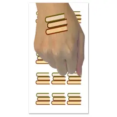 Stack of Books Reading Temporary Tattoo Water Resistant Fake Body Art Set Collection (1 Sheet)