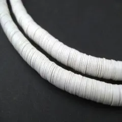 The Bead Chest African Vinyl Beads, Ghana Vulcanite Crafts Supplies for DIY Jewelry Making, Necklaces, Bracelets (6mm, White)