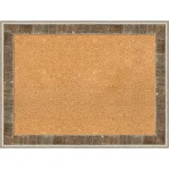 Farmhouse Brown Narrow Wood Framed Corkboard, Natural Cork