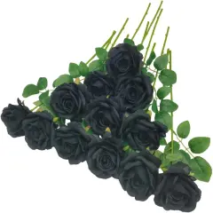 12 Pcs Artificial Roses for Wedding & Any Occasions Black
