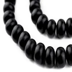 The Bead Chest Black Abacus Natural Wood Beads (10x15mm): Organic Eco-Friendly Wooden Bead Strand for DIY Jewelry, Crafts, Necklace and Bracelet Making