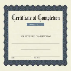 Great Papers! Certificate of Completion Fill-In, Stone Blue Border, 8.5" x 11", Printer Compatible, 15 count