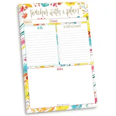 bloom daily planners Planning Pad, 6" x 9", Teacher To-Do List, Happy Blooms