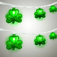 Outdoor St. Patrick's Day String Lights, 8.5Ft St. Patrick Decoration Lights with 10 Clover Lights, Plug in Shamrocks Lights Indoor for Garden Bedroom Birthday, Green Clover Decor