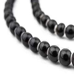 The Bead Chest White Heart Beads - Full Strand of Glass African Trade Beads (5mm, Black)