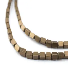The Bead Chest Antiqued Brass Cube Beads 3mm 16 Inch Strand