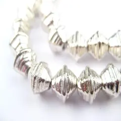 The Bead Chest Striped Silver Bicone Beads