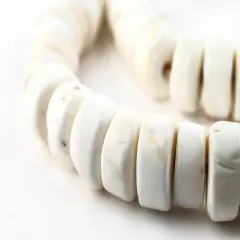 The Bead Chest Naga Conch Shell Beads - Full Strand of Genuine Natural Ocean Seashell Beads from Nepal (Disk 12mm, Natural)