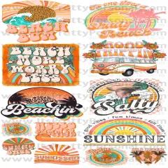 DESIGN #25- Retro Beach Bum DTF Gang Sheet 22"x48" (Fabric Transfers)