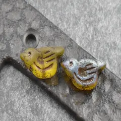 *6* 11x22mm Bronze Washed Yellow Topaz AB Crystal Bird Beads