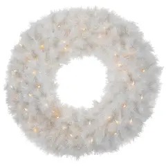 Northlight Pre-Lit White Alaskan Pine Artificial Christmas Wreath - 36" - Warm White LED Lights