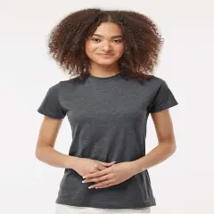 Tultex&reg; Women's Fine Jersey Classic Fit Crewneck Short Sleeve T-Shirt Heather charcoal