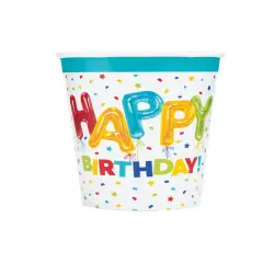 Happy Balloon Birthday 9oz Paper Cups, 8ct