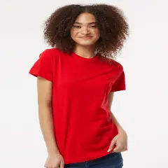 Tultex&reg; Women's Fine Jersey Classic Fit Crewneck Short Sleeve T-Shirt Red