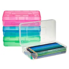 4 Pack Clear Plastic Pencil Cases for Students, School Supplies, 4 Colors