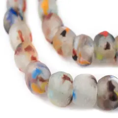 The Bead Chest African Recycled Glass Beads &ndash; Handmade in Ghana &ndash; Rainbow Speckled 14mm Strand for Jewelry Making, Crafts, and Home Decor I Approximately 45 Beads